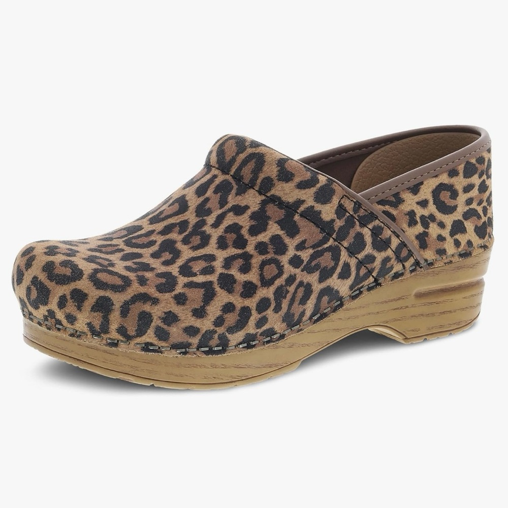 NIB Dansko Slip-On Clogs, Leopard Suede, Size 39